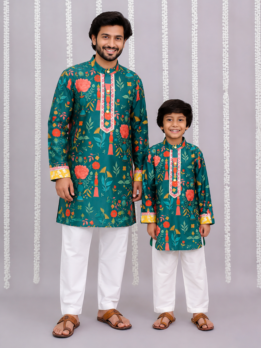 Green Mughal Print Kurta set