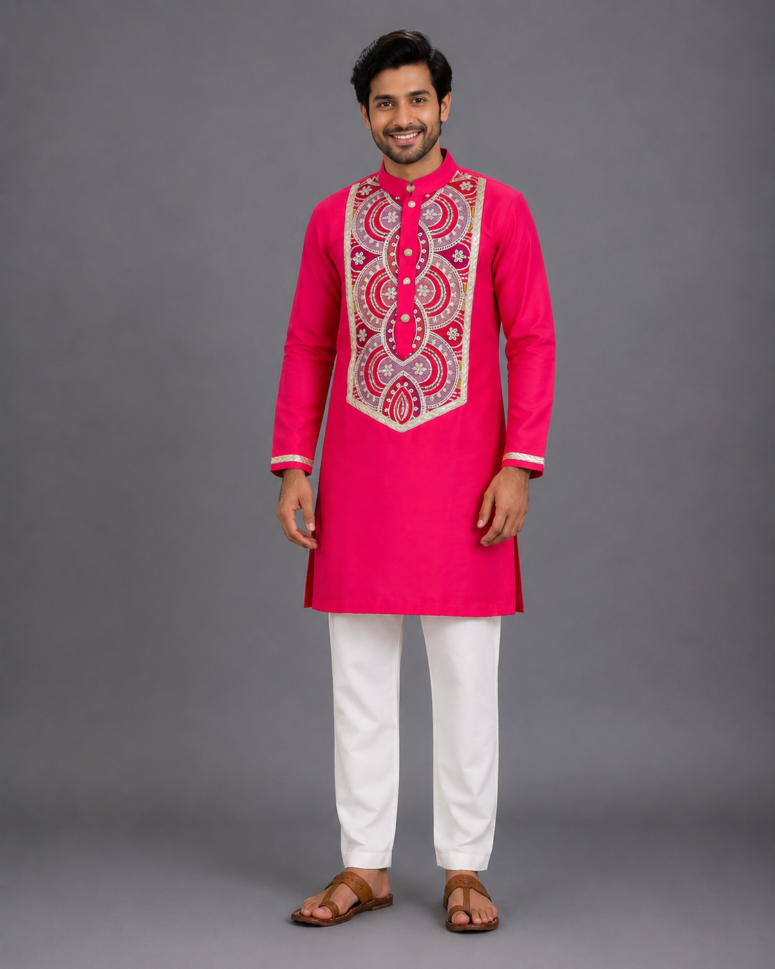 Pink embroidery kurta pyjama set