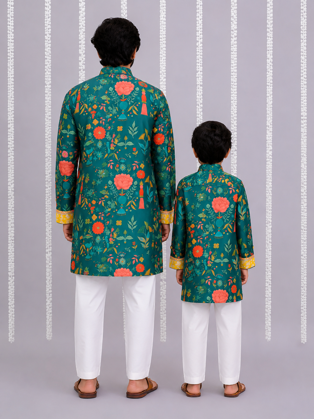 Green Mughal Print Kurta set