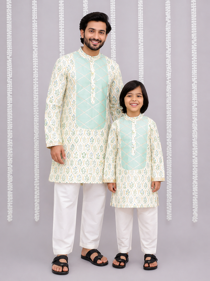 Mint Leaf Print kurta Pyjama set