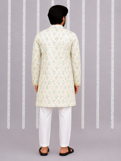 Mint Leaf Print kurta Pyjama set