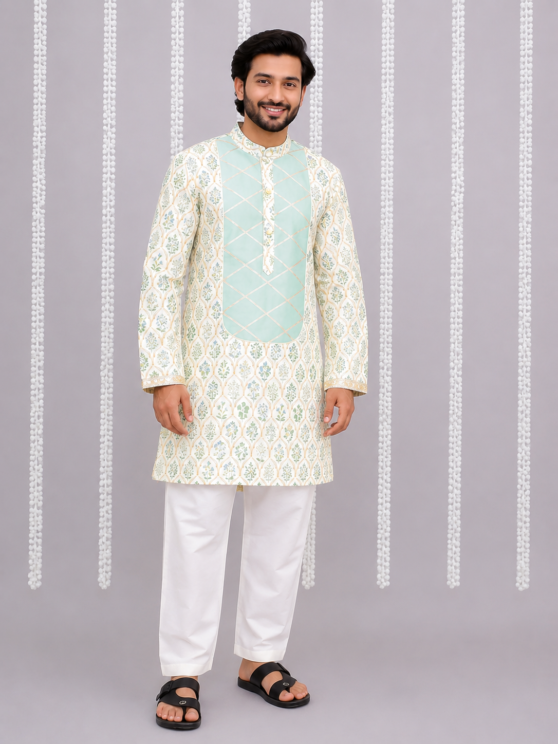 Mint Leaf Print kurta Pyjama set