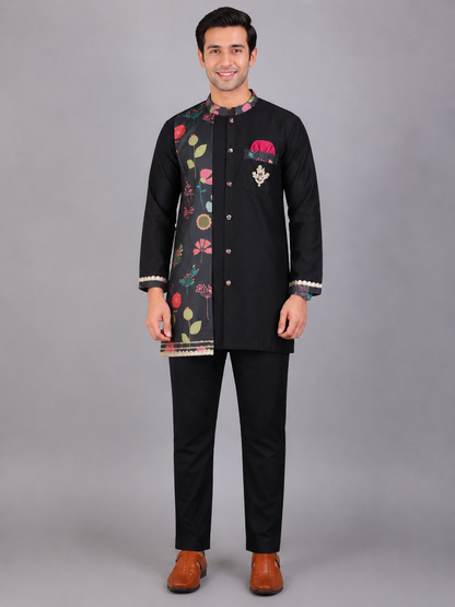Black Printed Kurta Churidar set