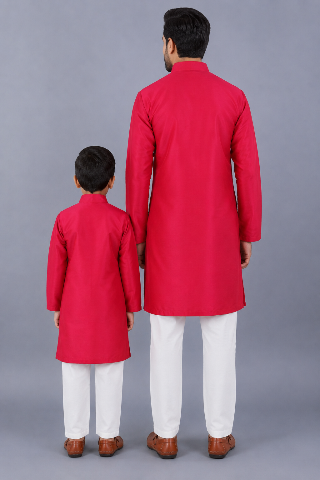 Fuschia Pink kurta with Yellow Zari attached Jacket with Pyjama