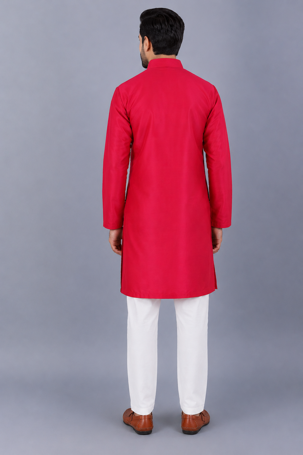 Fuschia Pink kurta with Yellow Zari attached Jacket with Pyjama