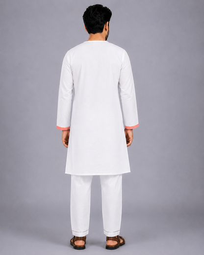 Yellow Printed  Kurta Pyjama set with attached Print Panel