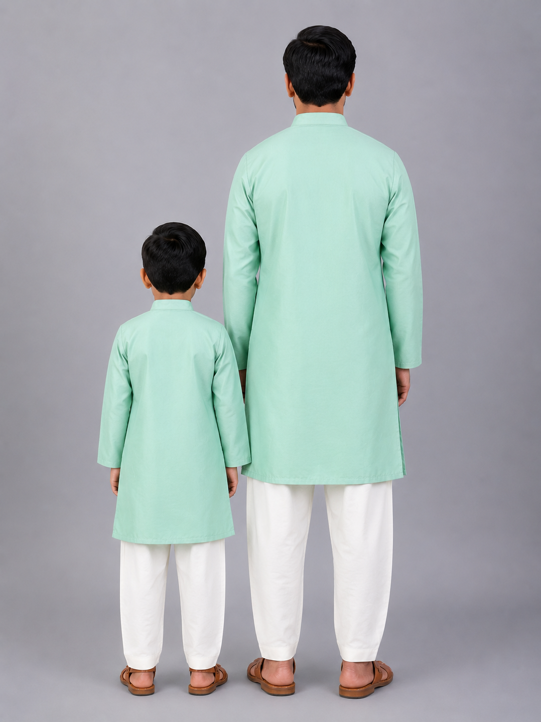 Pastel Green Embroidered layered Kurta with Pyjama