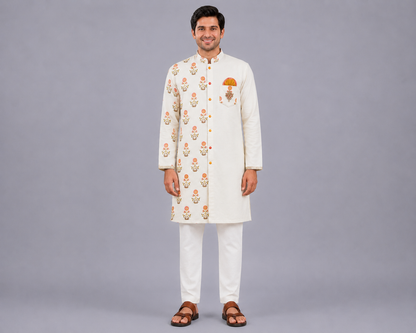 Off White Mughal Printed Kurta set