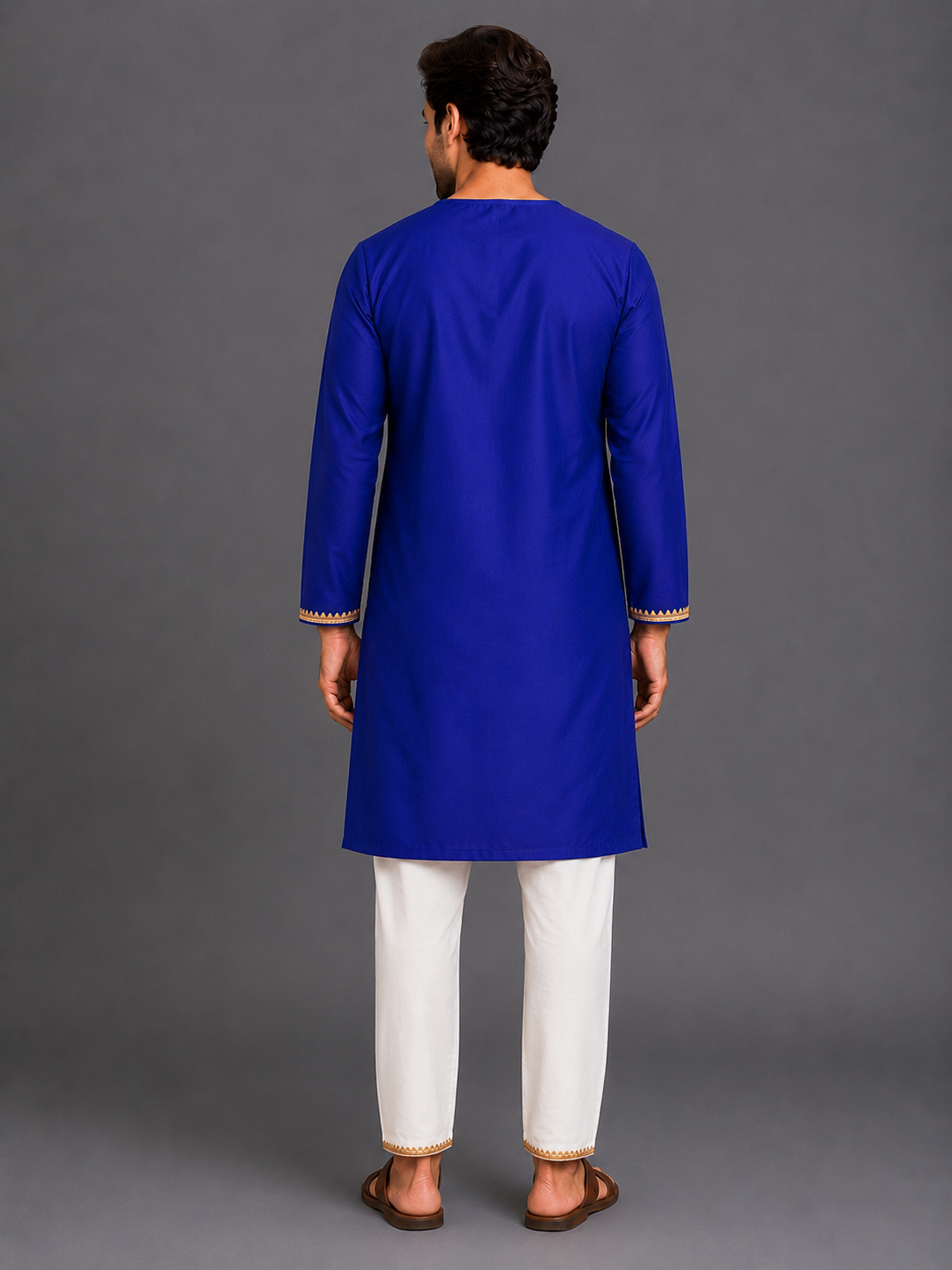 Brother Sister Embroidered Blue Kurta Pyjama set