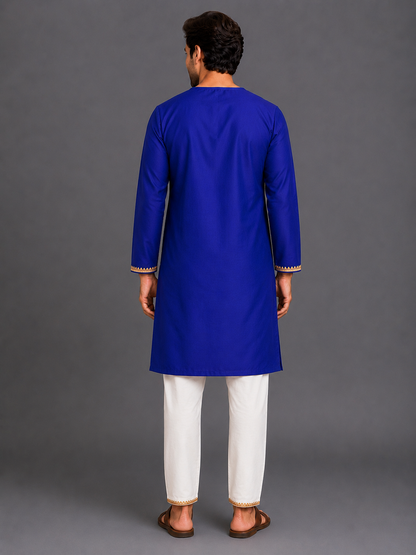 Brother Sister Embroidered Blue Kurta Pyjama set