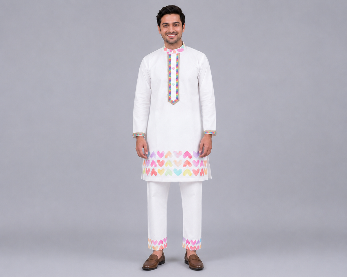 Multi Heart Kurta Pyjama set