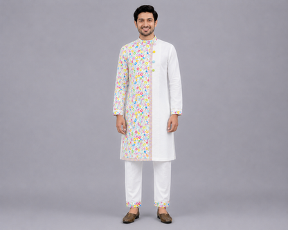 Multicolor Hands Holi Kurta Pyjama set
