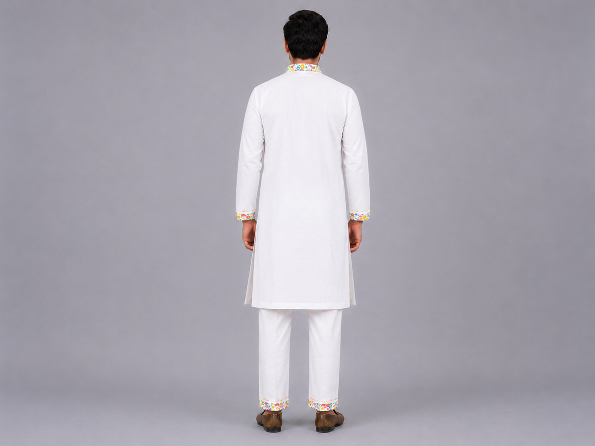 Multicolor Hands Holi Kurta Pyjama set
