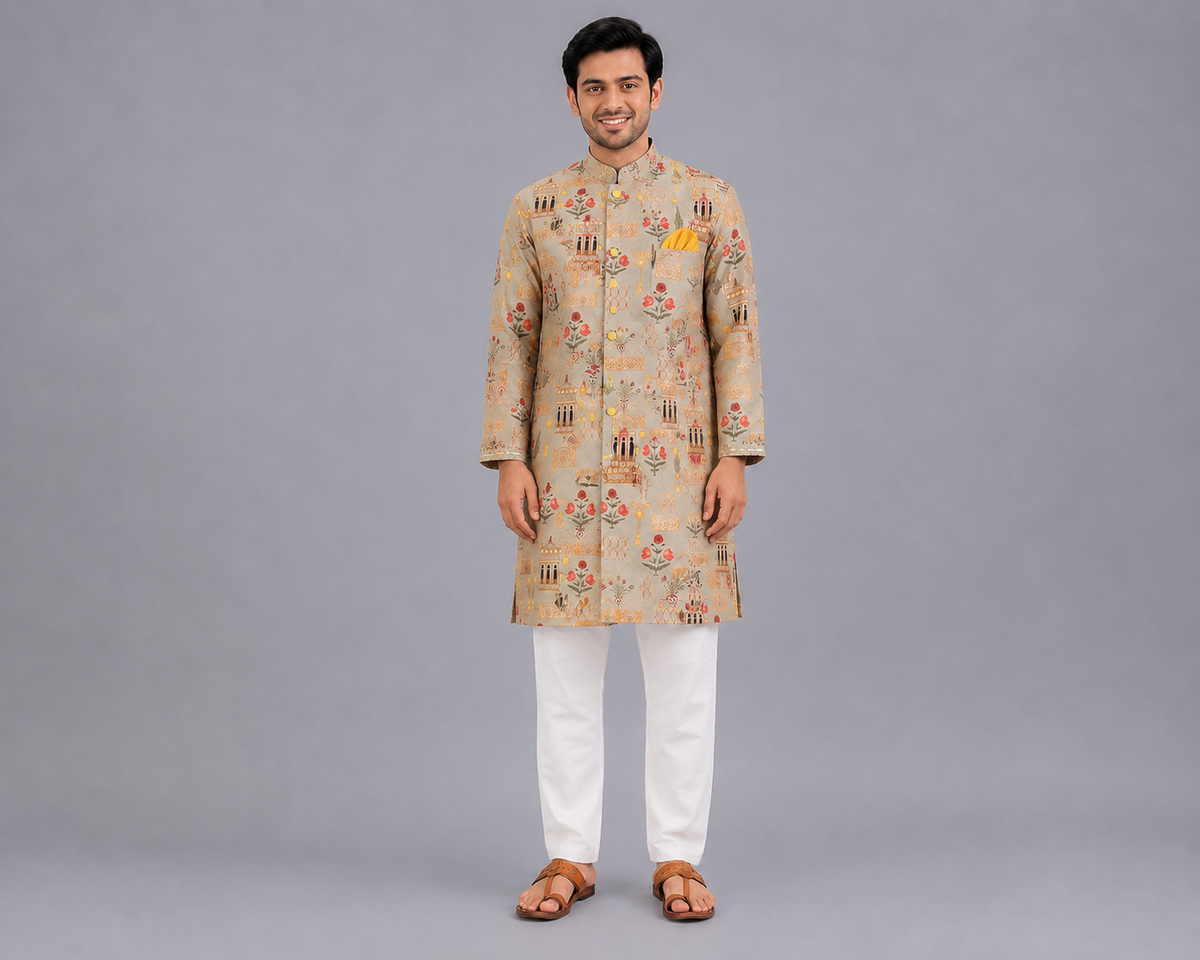 Mughal Printed Kurta Pyjama set