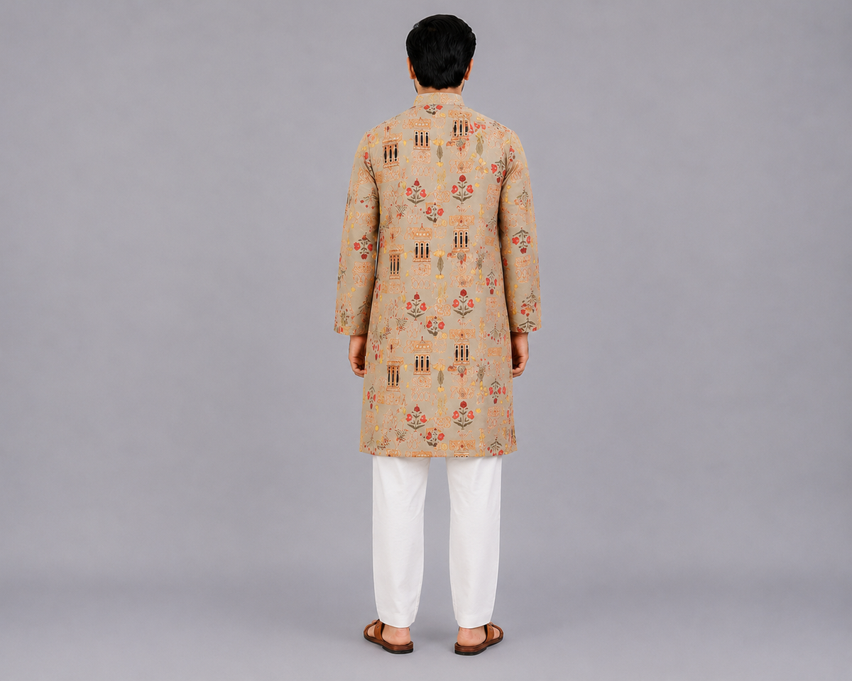 Mughal Printed Kurta Pyjama set