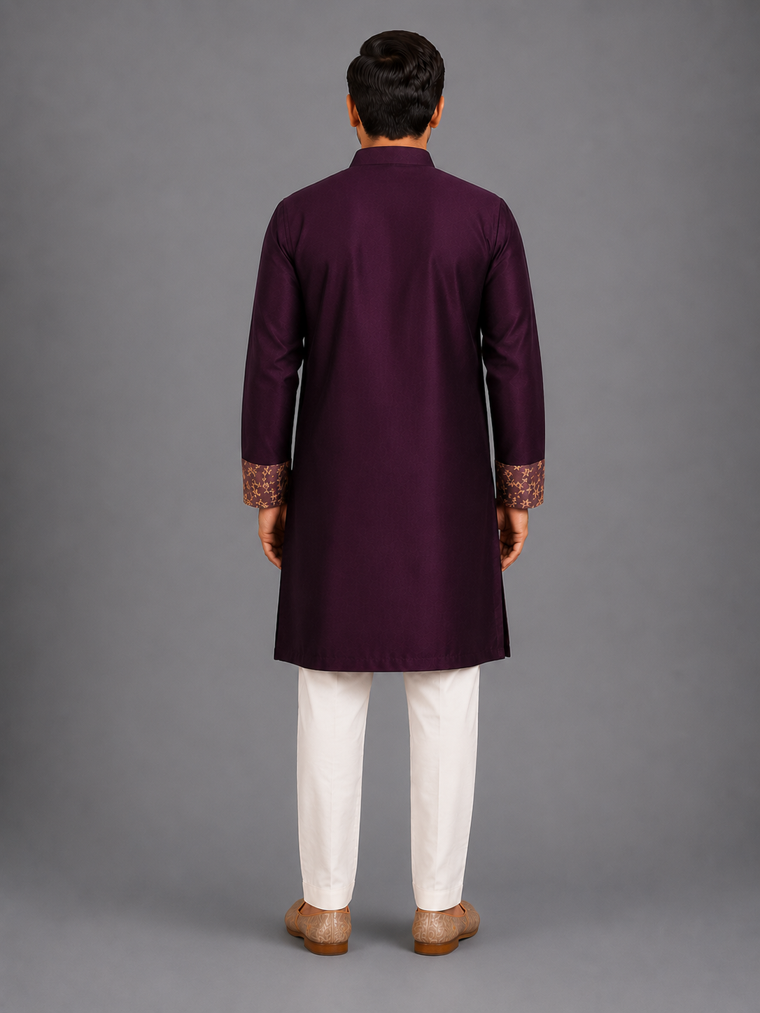 Dark Purple Silk Chanderi Kurta set