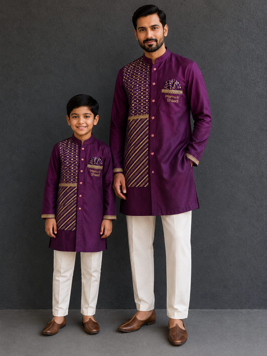 Purple Kurta with Attached Jacket (MAMU KI SHAADI)