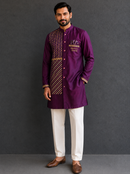 Purple Kurta with Attached Jacket (MAMU KI SHAADI)