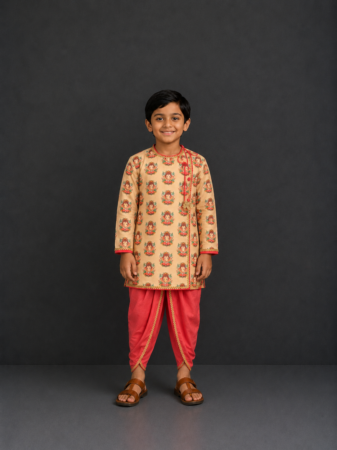 Golden Ganpati Kurta Dhoti set