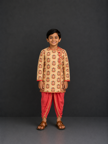 Golden Ganpati Kurta Dhoti set