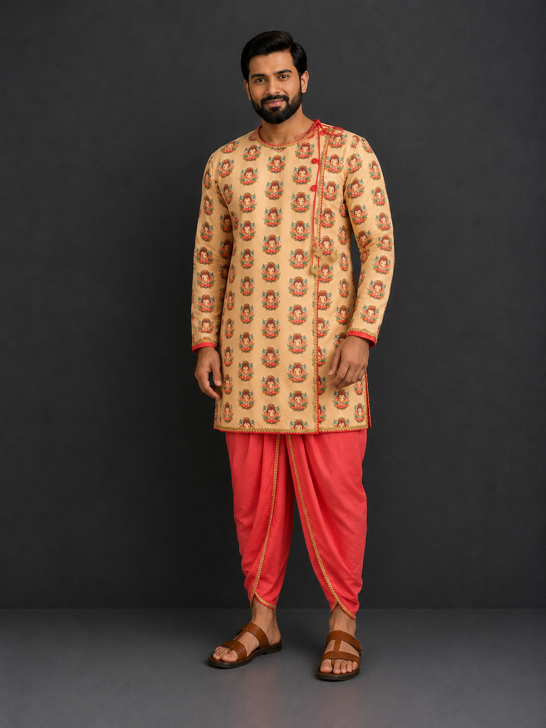 Golden Ganpati Kurta Dhoti set