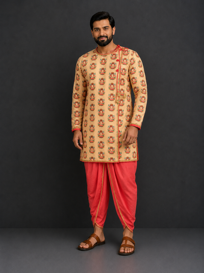 Golden Ganpati Kurta Dhoti set