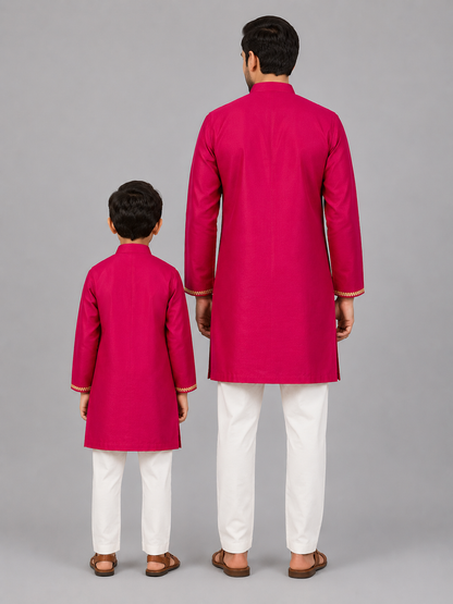 Pink Kurta with Brocade attached Jacket and Pyjama
