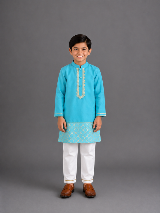 Blue Silk Kurta Payjama set