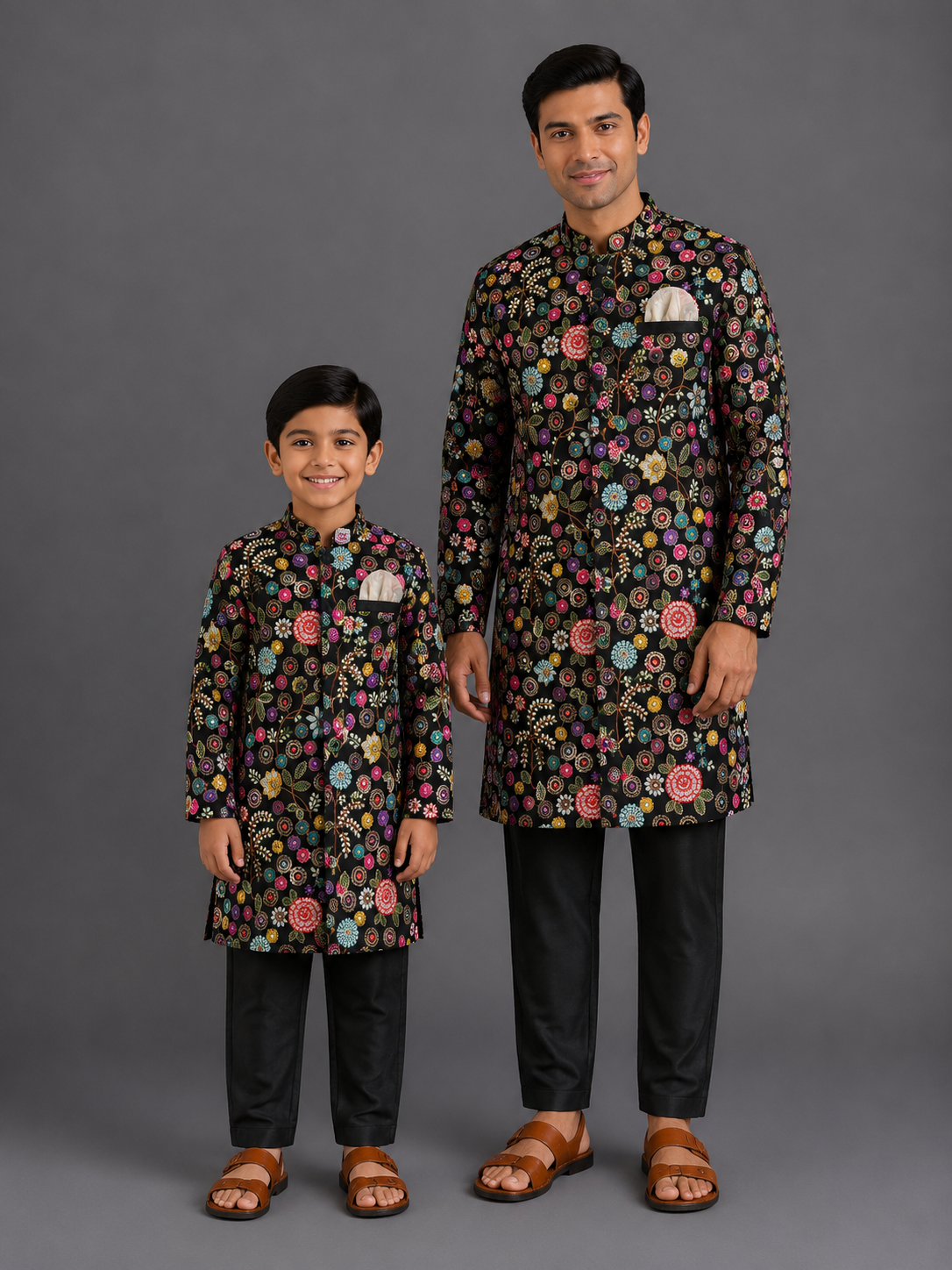 Black Embroidery Bandhgala Set