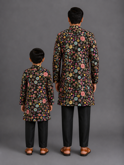 Black Embroidery Bandhgala Set
