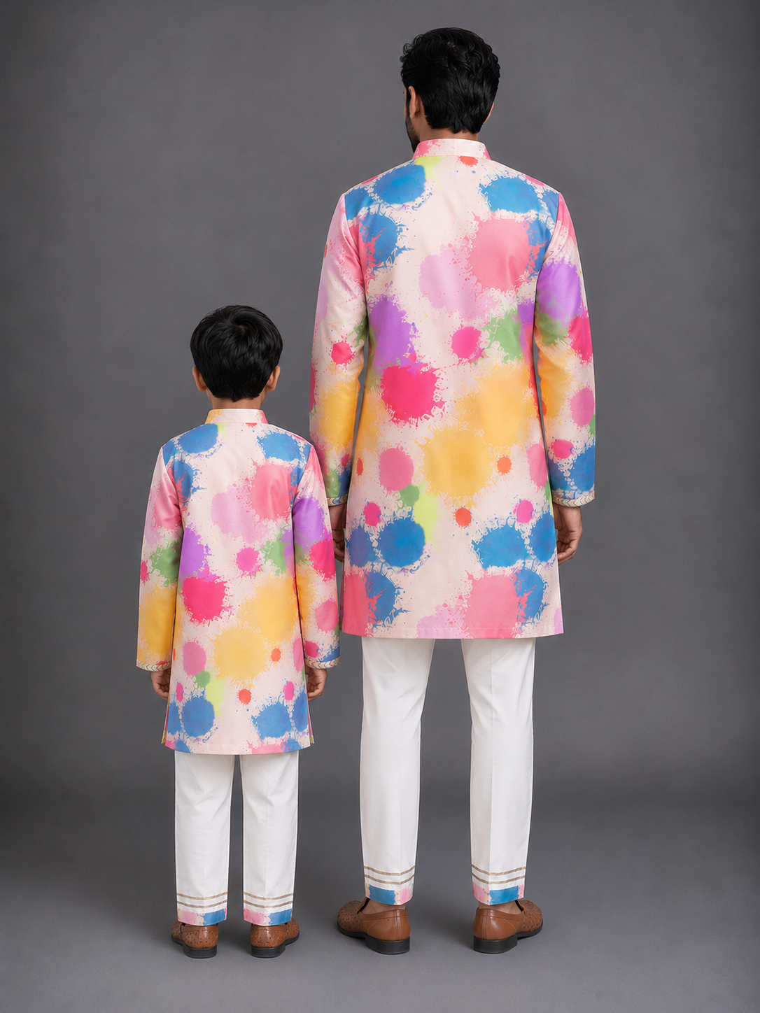 Multicolor splash printed kurta set