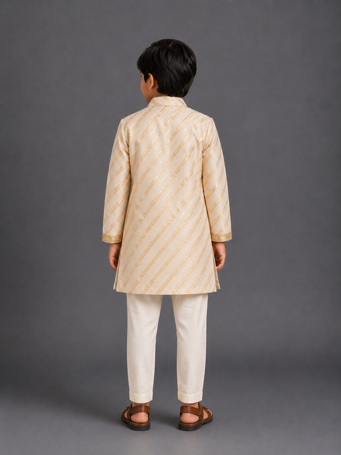 Off white Embroidery panel kurta set