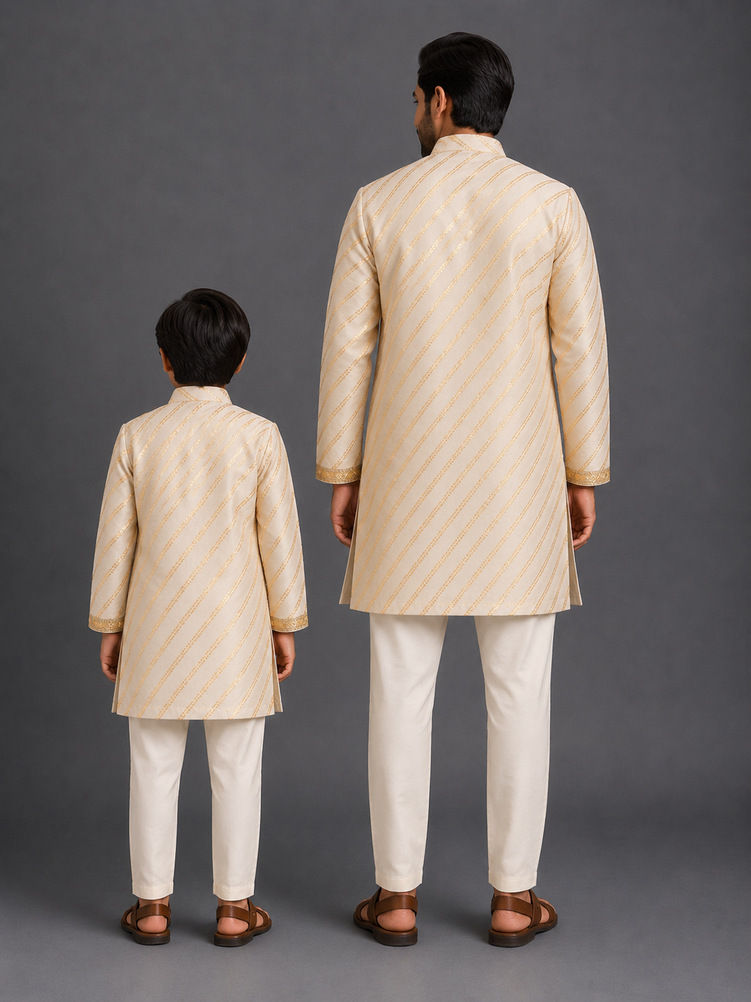 Off white Embroidery panel kurta set