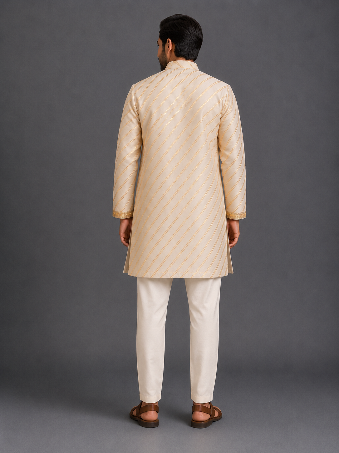 Off white Embroidery panel kurta set