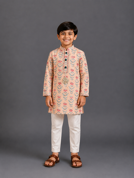 Rose printed kurta pyjama set