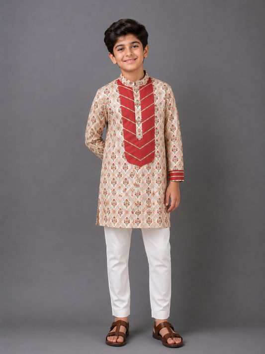 Coral Printed Kurta Pyjama set