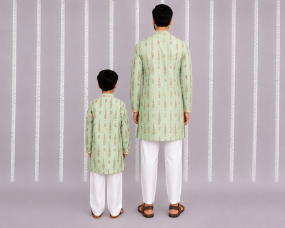 Mint green mughal print kurta set
