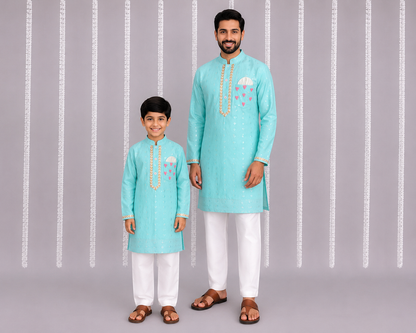 Anchor thread sky blue kurta set