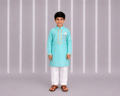 Anchor thread sky blue kurta set