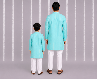 Anchor thread sky blue kurta set