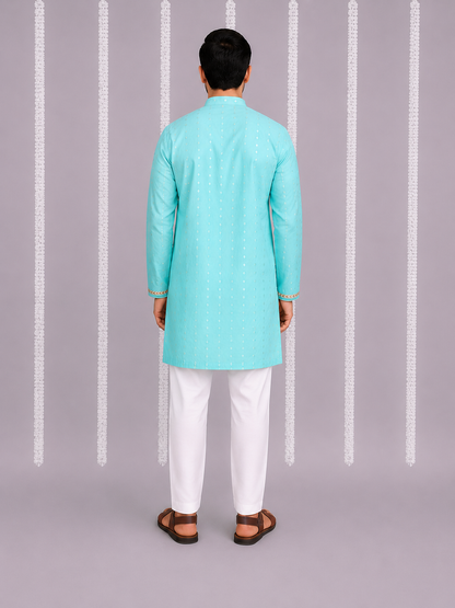 Anchor thread sky blue kurta set