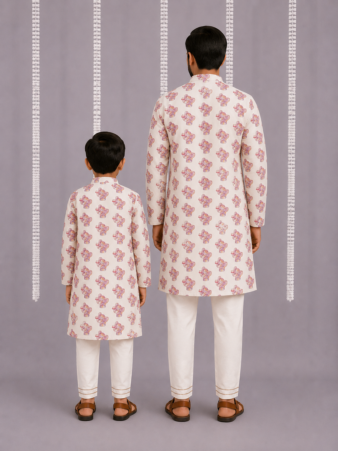 Purple Ganpati Print Kurta set