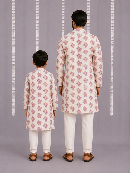 Purple Ganpati Print Kurta set