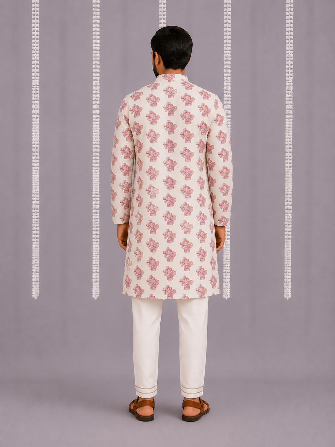 Purple Ganpati Print Kurta set