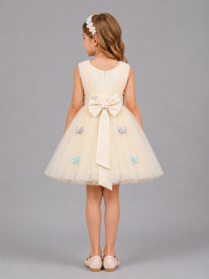 Off White Net 3D Butterfly Dress