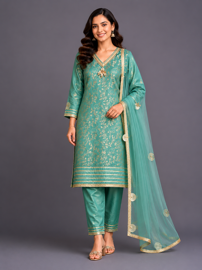 Pastel Green chanderi kurta  set