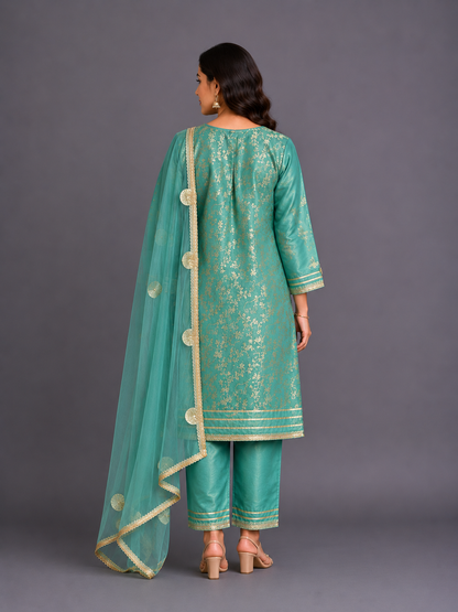 Pastel Green chanderi kurta  set