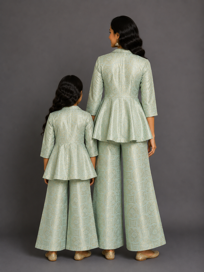 Pastel Green Brocade Cord set