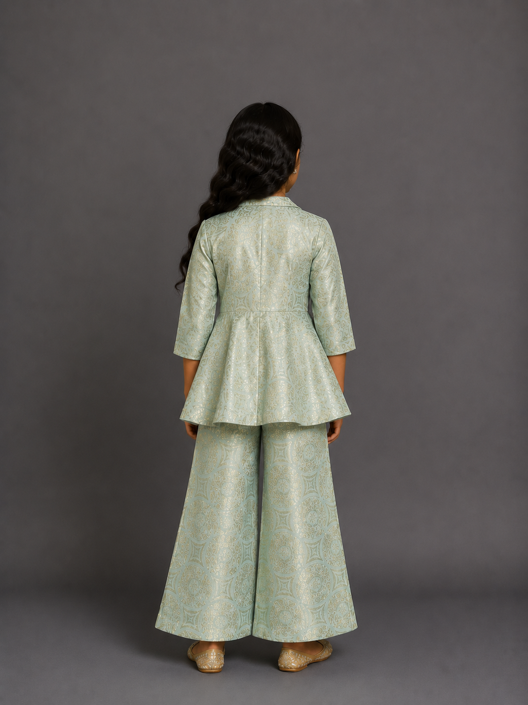 Pastel Green Brocade Cord set