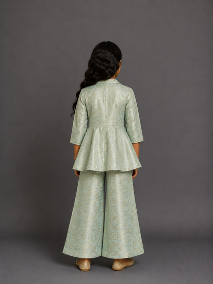 Pastel Green Brocade Cord set